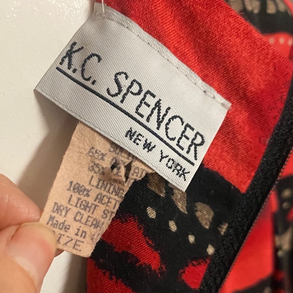 K.C.Spencer 90s Red and Black Geometric Dress - Picture 4 of 7